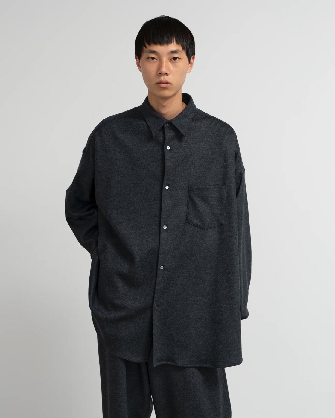 Graphpaper * Wool Smooth Flannel Oversized Regular Collar Shirt(2Ÿ)