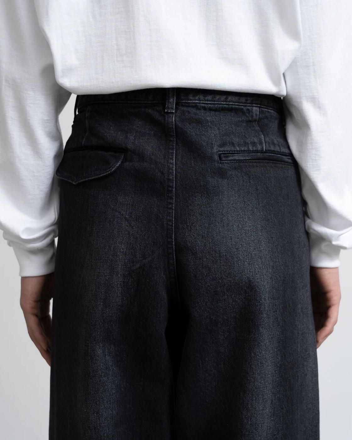 Graphpaper * Selvage Denim Two Tuck Tapered Pants DARK FADE * Black