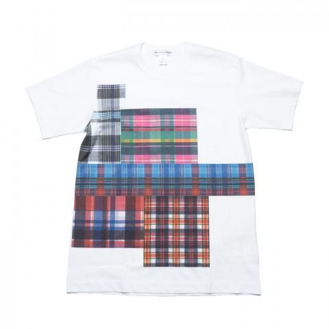 COMME des GARCONS SHIRT * 25SS Collection FO-T008 Digital Print Check2 Tee * White/Check