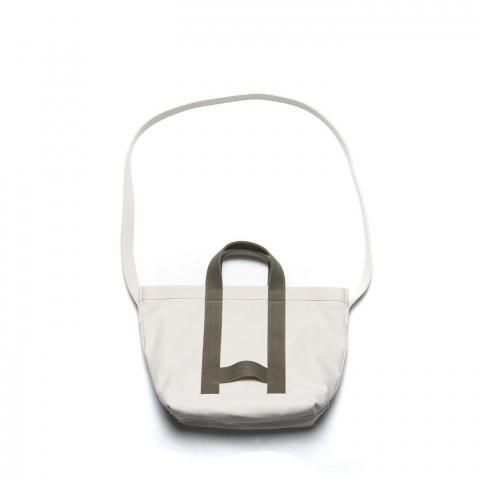 COMME des GARCONS SHIRT * 25SS Collection FO-K202 Cotton Canvas Tote Bag w/ Shoulder Strap Small * White/Khaki