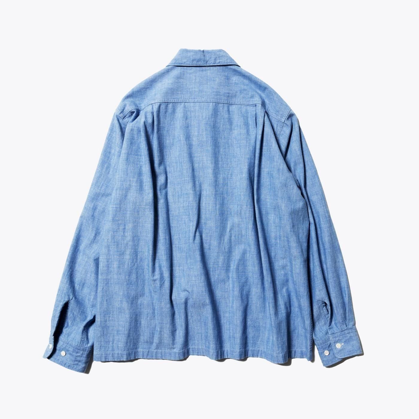 Unlikely * U25S-11-0002 Unlikely Open Collar Work Chambray with Flower * Indigo