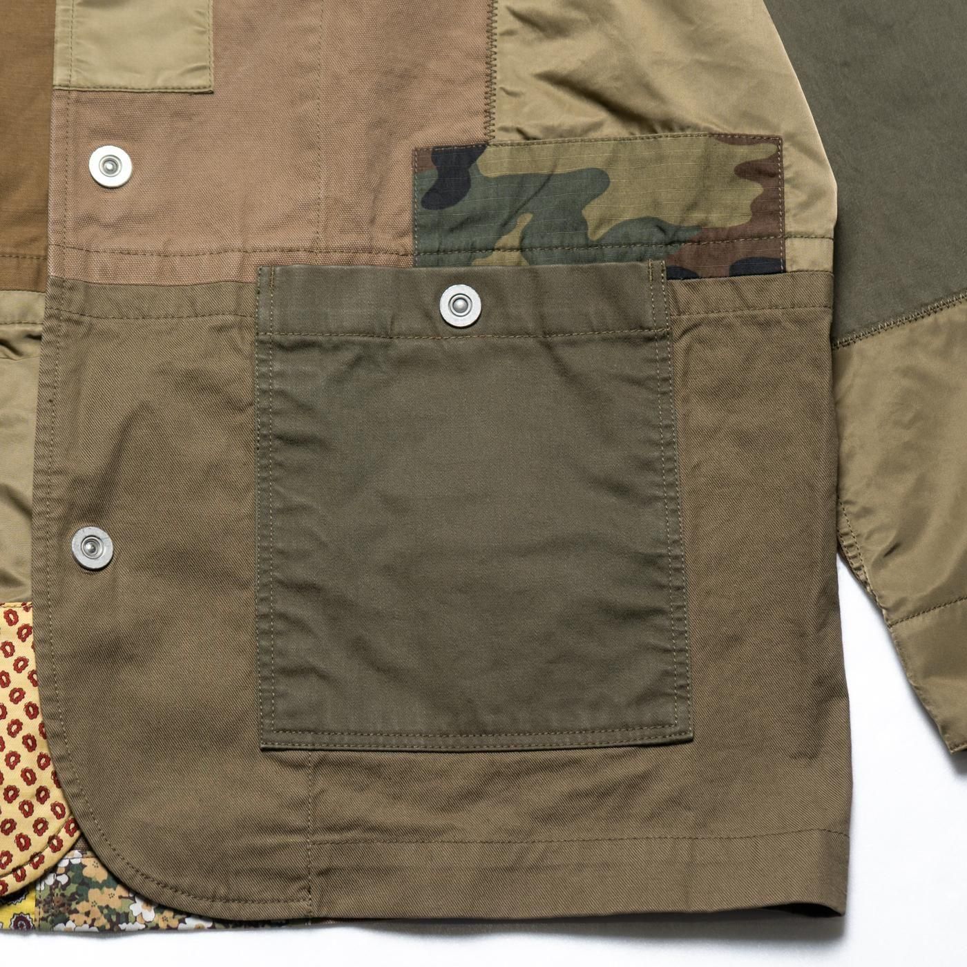 COMME des GARCONS HOMME * HO-J017 Cotton Oxford Mix No Collar Blouson * KhakiMix