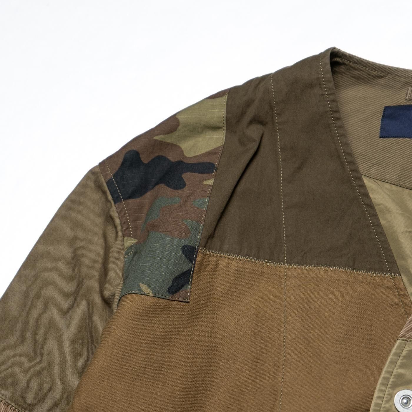 COMME des GARCONS HOMME * HO-J017 Cotton Oxford Mix No Collar Blouson * KhakiMix