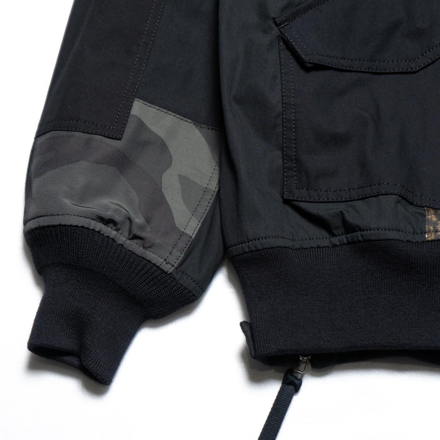 COMME des GARCONS HOMME * HO-J023 Cotton Nylon Backsatin Mix Patchwork Blouson * BlackMix