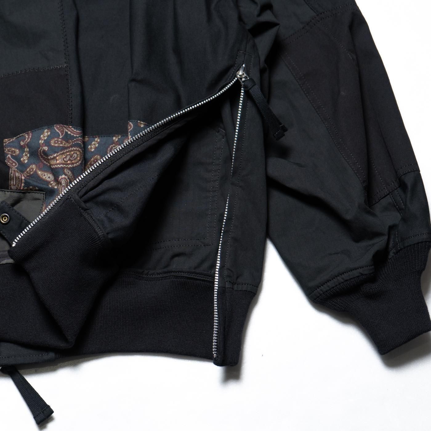 COMME des GARCONS HOMME * HO-J023 Cotton Nylon Backsatin Mix Patchwork Blouson * BlackMix