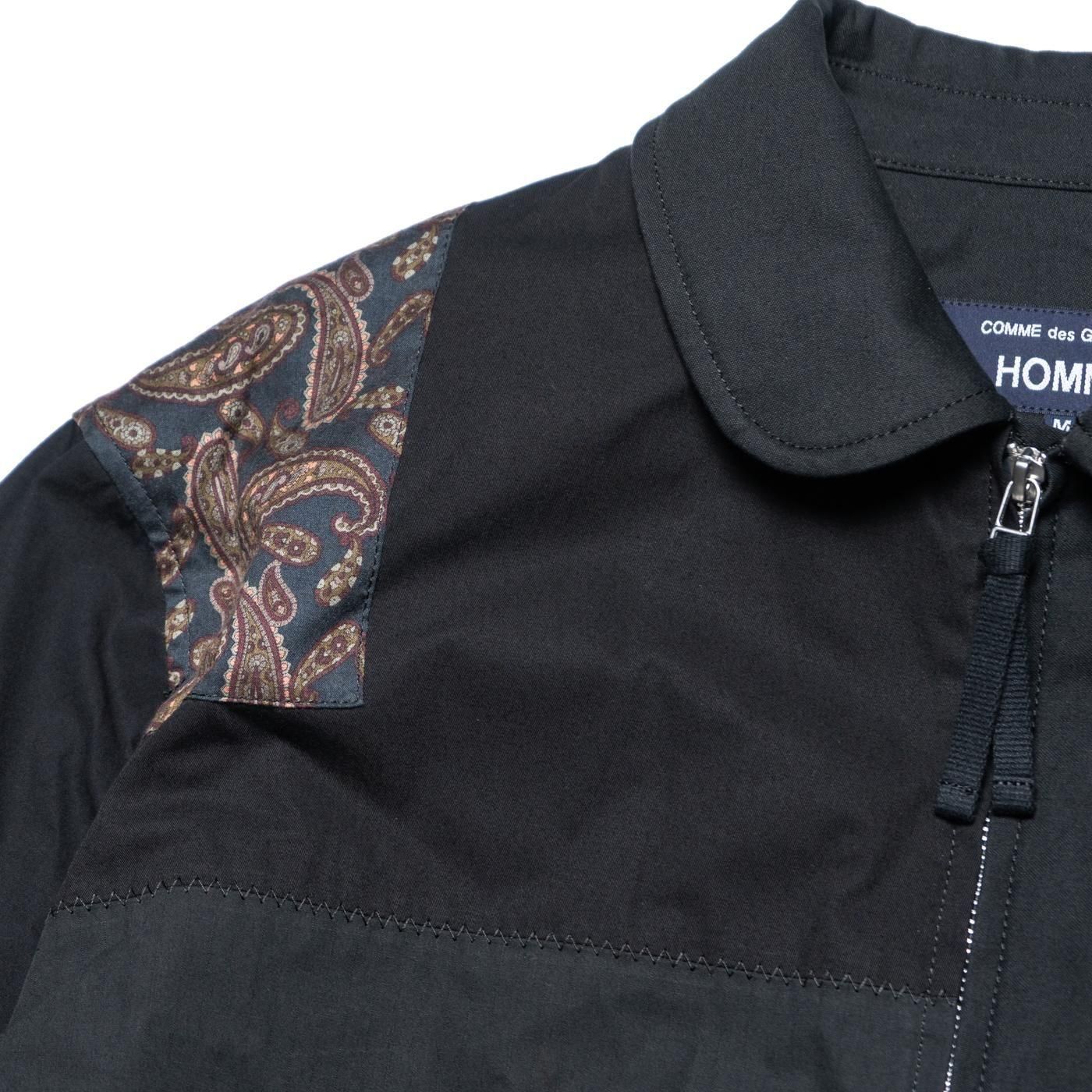 COMME des GARCONS HOMME * HO-J023 Cotton Nylon Backsatin Mix Patchwork Blouson * BlackMix