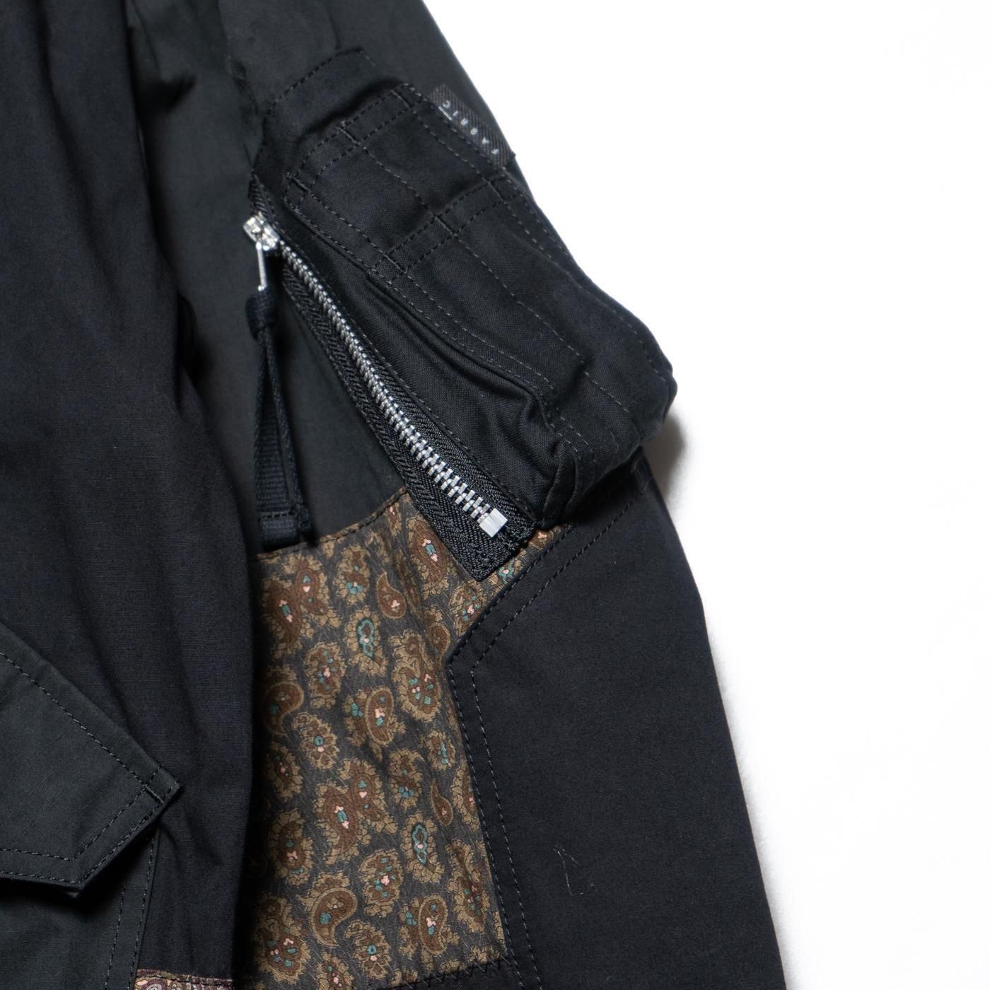 COMME des GARCONS HOMME * HO-J023 Cotton Nylon Backsatin Mix Patchwork Blouson * BlackMix