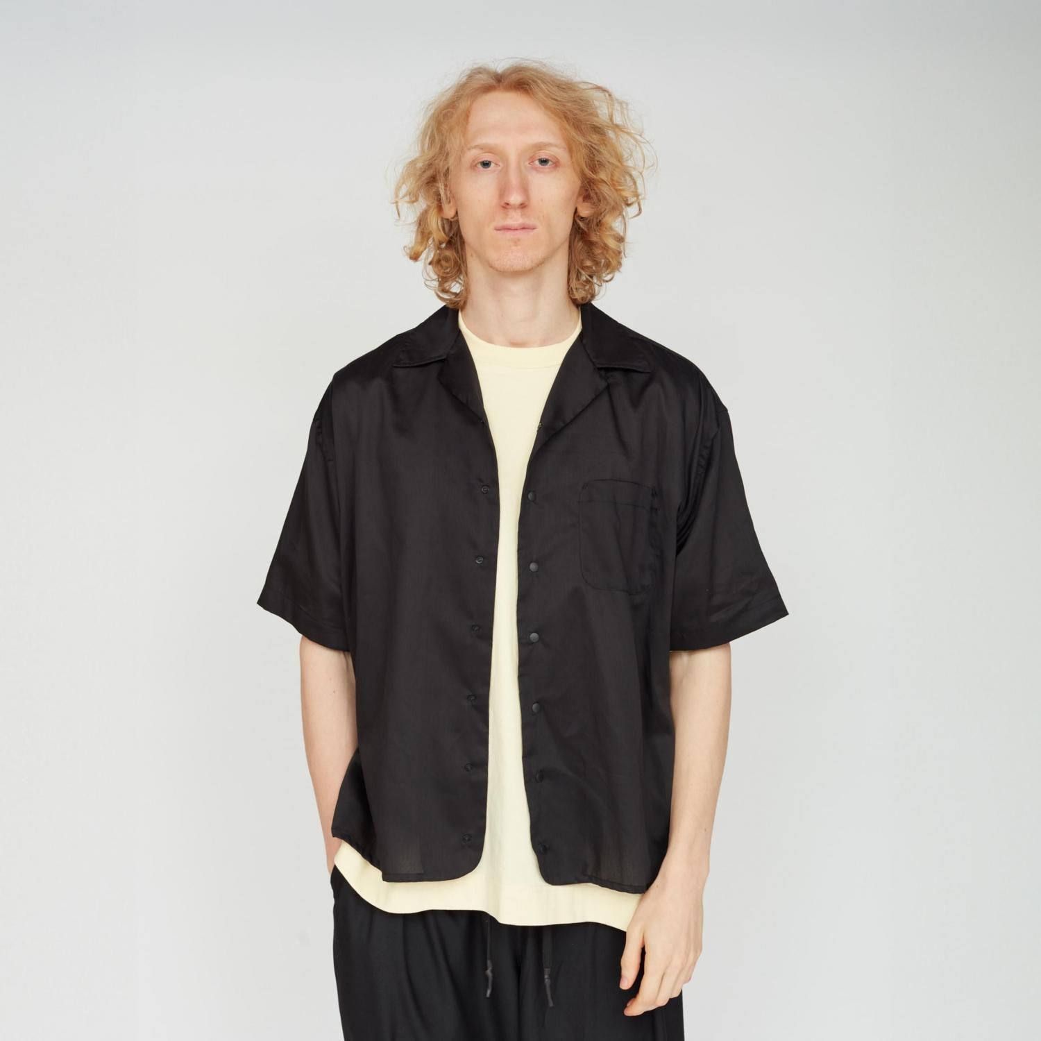 UNTRACE * _165 Open Collar Shirt * Black