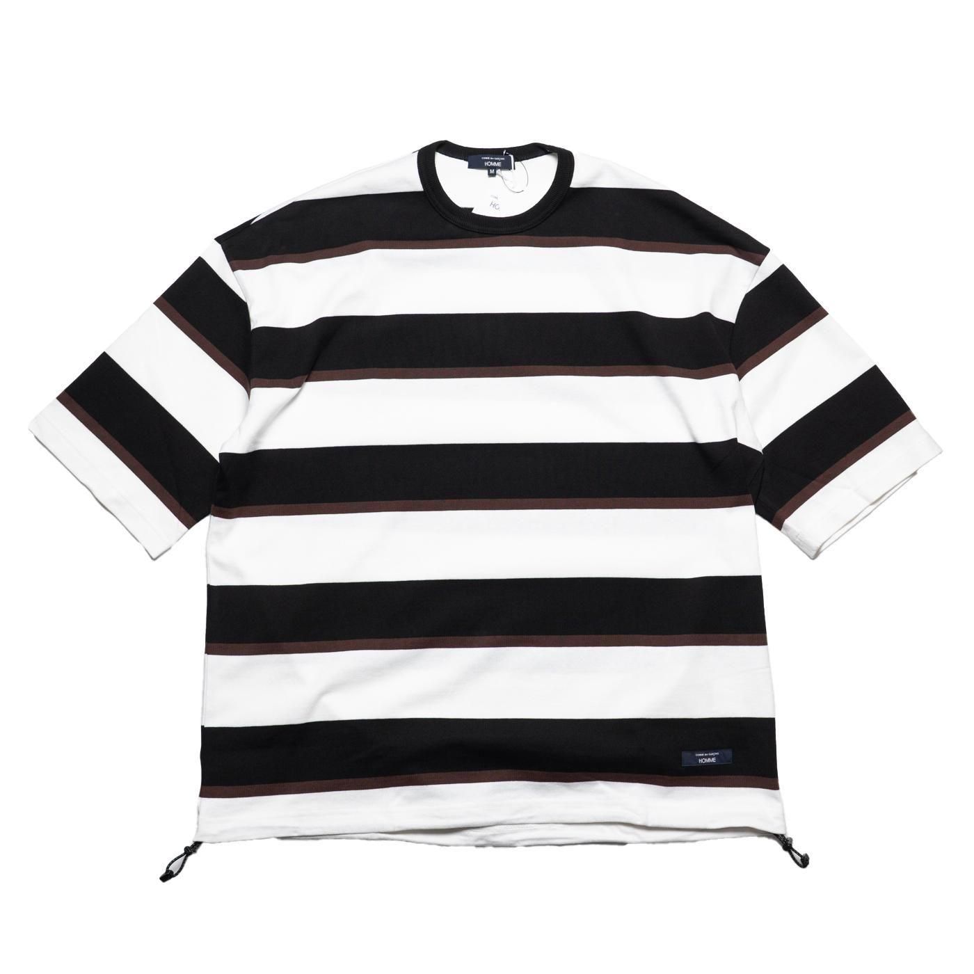 COMME des GARCONS HOMME * HO-T018 Cotton Jersey Multi Border Tee * Black/Brown/White
