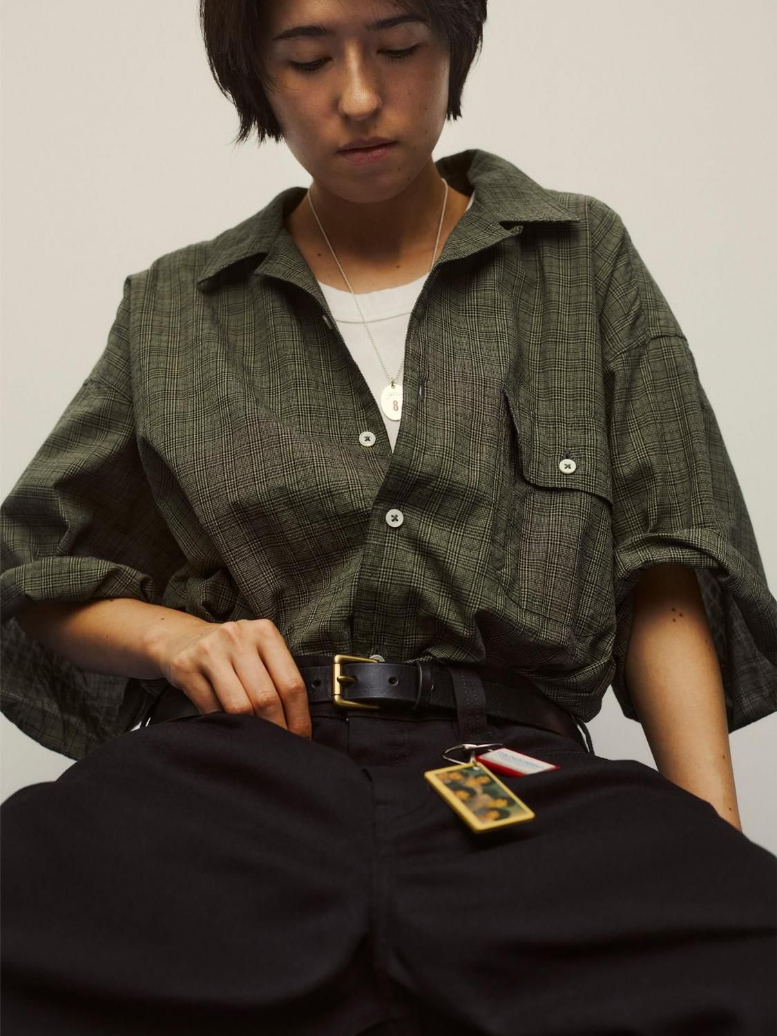 SEDAN ALL-PURPOSE * SD25S-SH05 Dobby Plaid Open Collar S/S Shirt(3Ÿ)