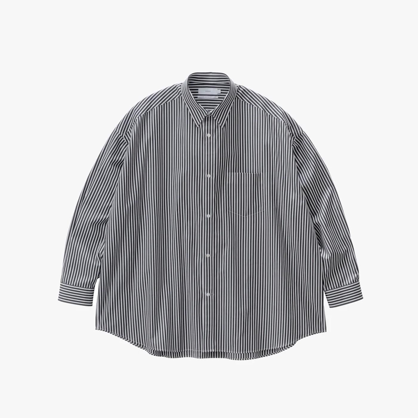 Graphpaper * High Count Regular Collar Round Cut Oversized Shirt * BlackStripe