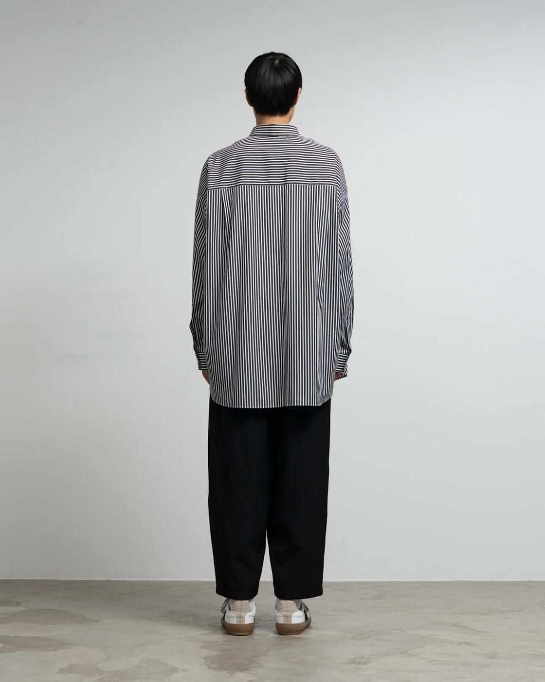 Graphpaper * High Count Regular Collar Round Cut Oversized Shirt * BlackStripe