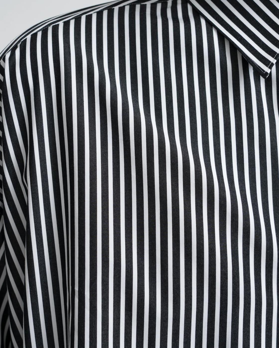 Graphpaper * High Count Regular Collar Round Cut Oversized Shirt * BlackStripe