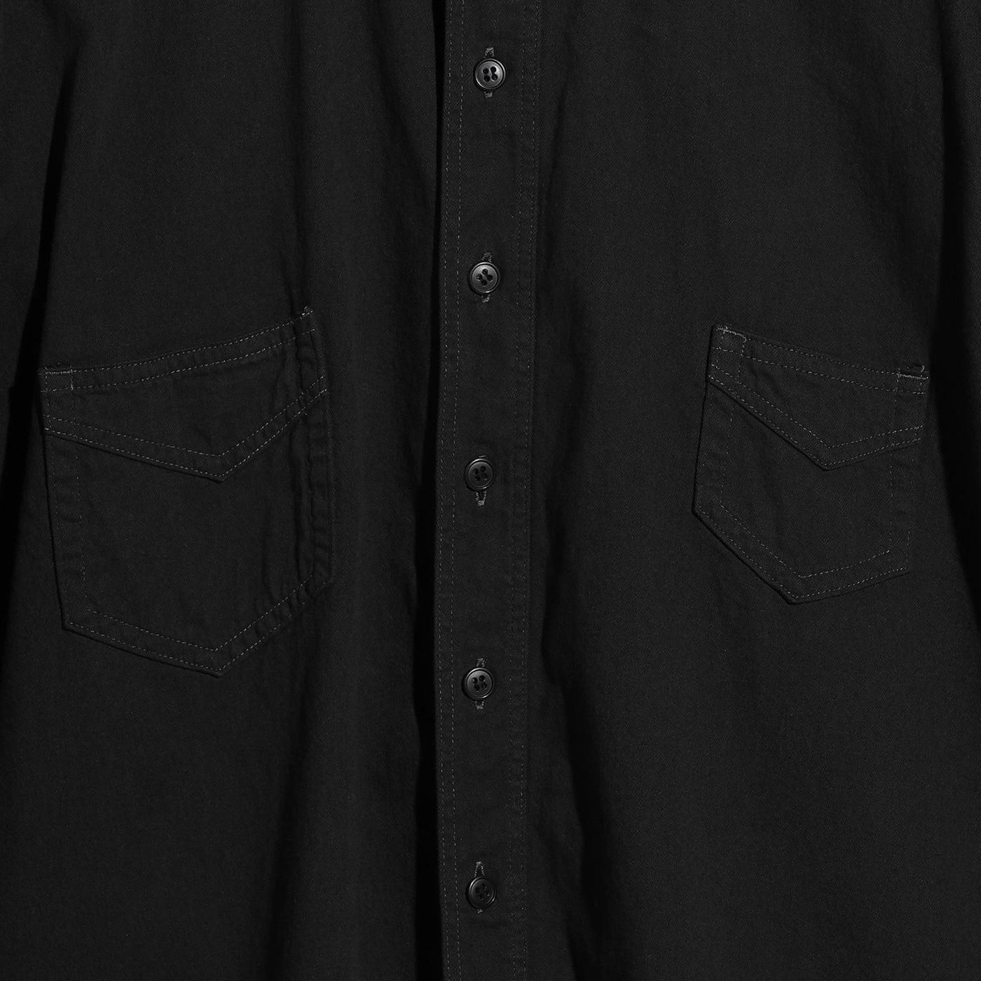 FOUNDOUR * FD252023 BLACK DYED DENIM SHIRT * Black