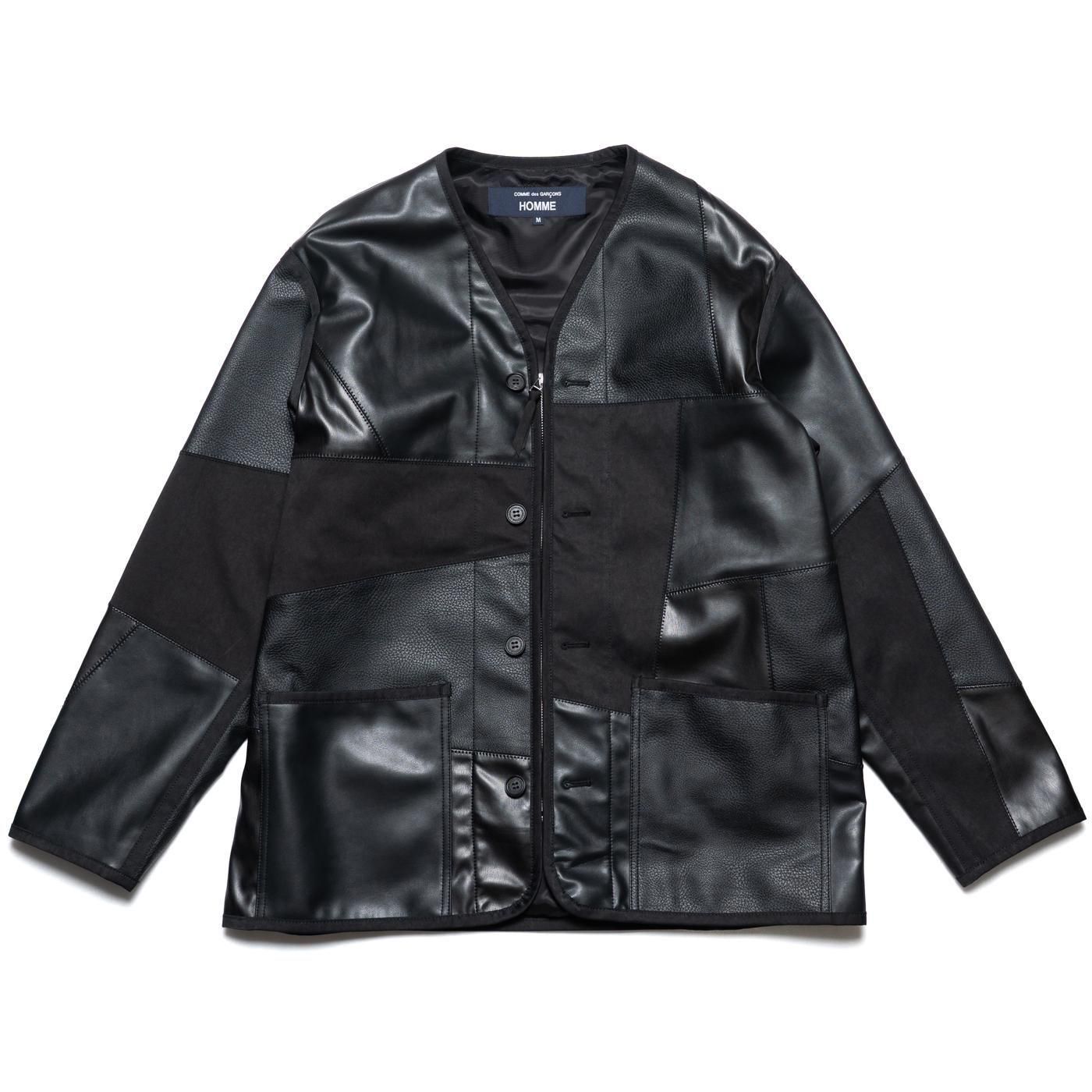 COMME des GARCONS HOMME * HP-J010 Synthetic Leather Mix Patchwork Jacket * BlackMix