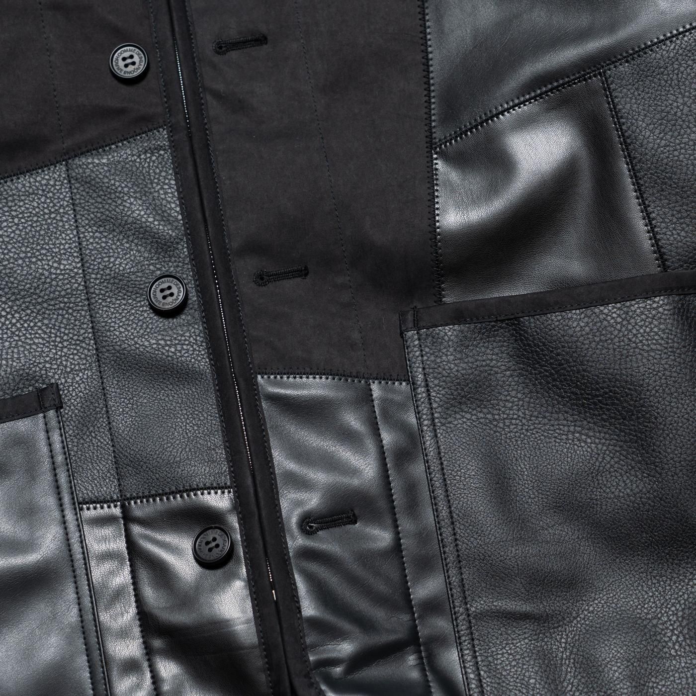 COMME des GARCONS HOMME * HP-J010 Synthetic Leather Mix Patchwork Jacket * BlackMix