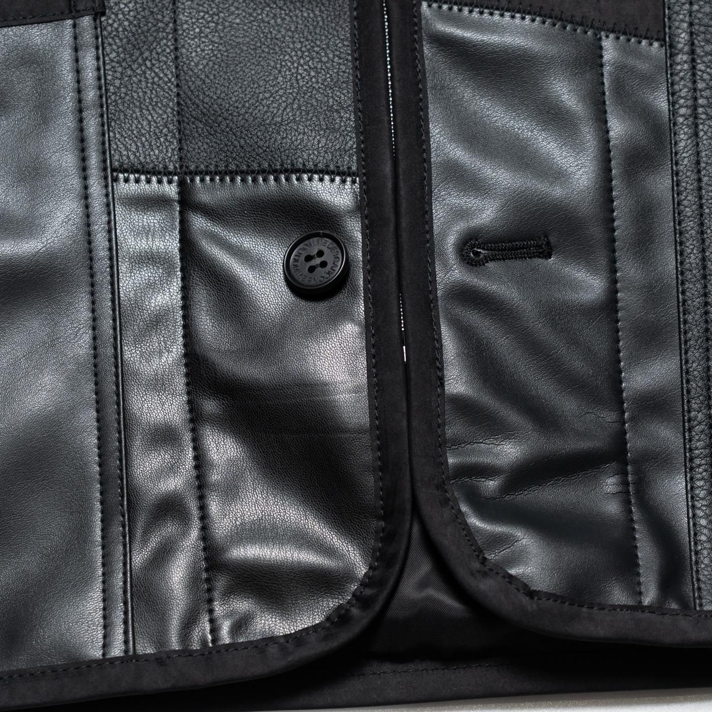 COMME des GARCONS HOMME * HP-J010 Synthetic Leather Mix Patchwork Jacket * BlackMix