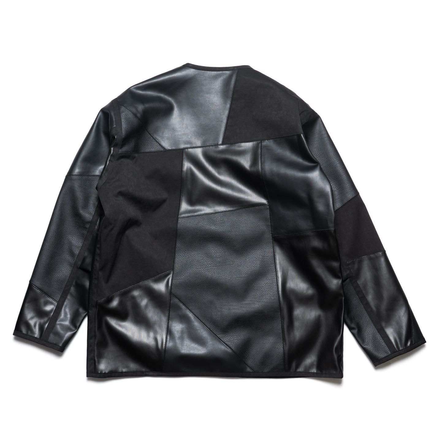 COMME des GARCONS HOMME * HP-J010 Synthetic Leather Mix Patchwork Jacket * BlackMix