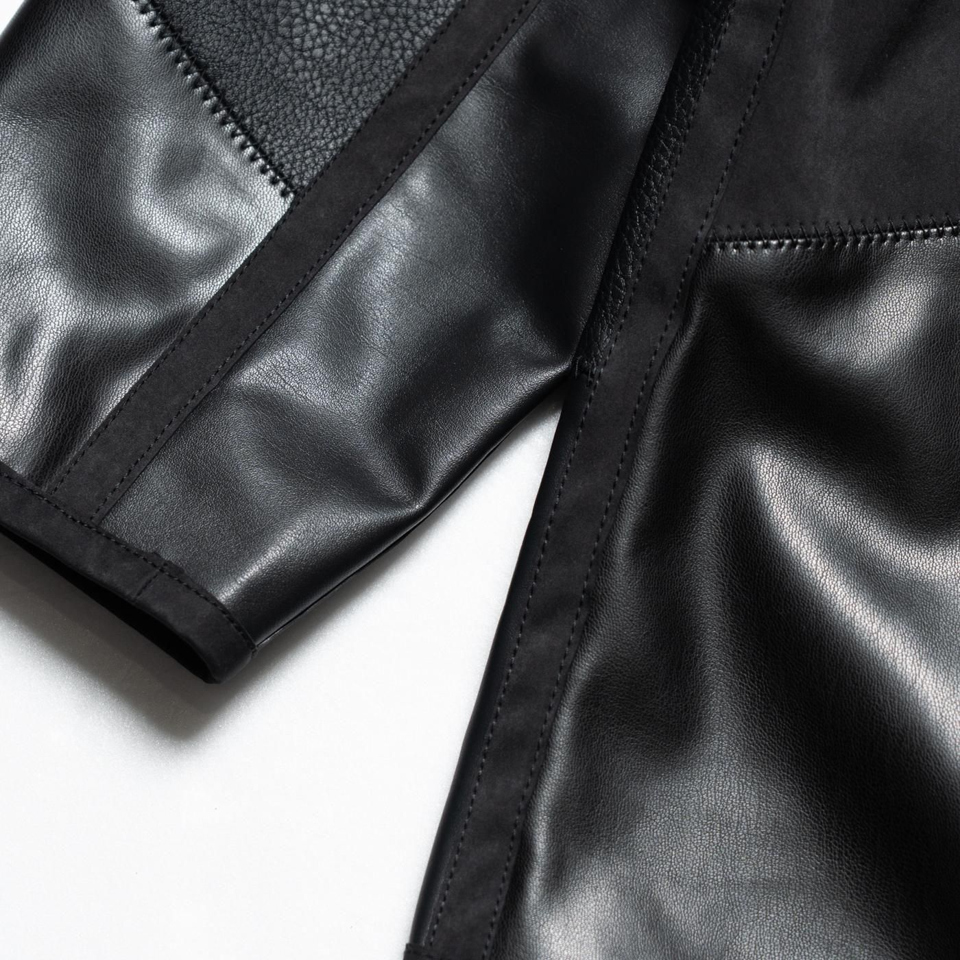 COMME des GARCONS HOMME * HP-J010 Synthetic Leather Mix Patchwork Jacket * BlackMix