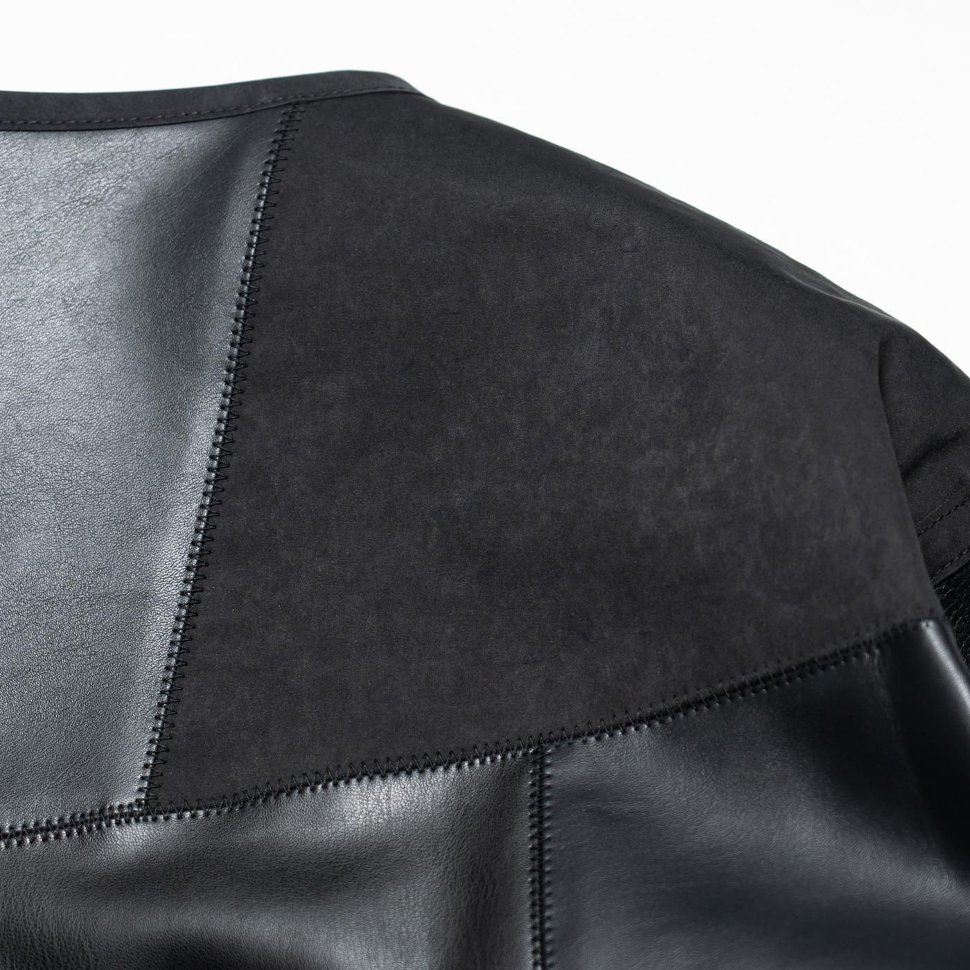 COMME des GARCONS HOMME * HP-J010 Synthetic Leather Mix Patchwork Jacket * BlackMix