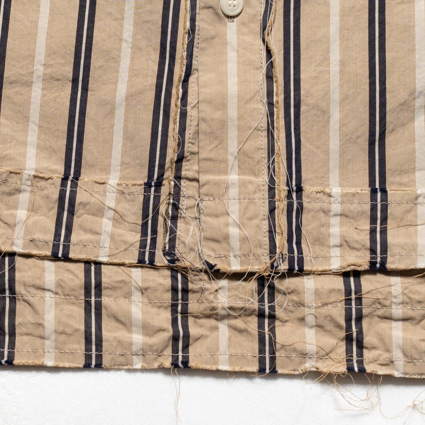 CASEY CASEY * 25HC303 HAMNET RAW EDGE SHIRT PAPER COT STRIPE * Beige