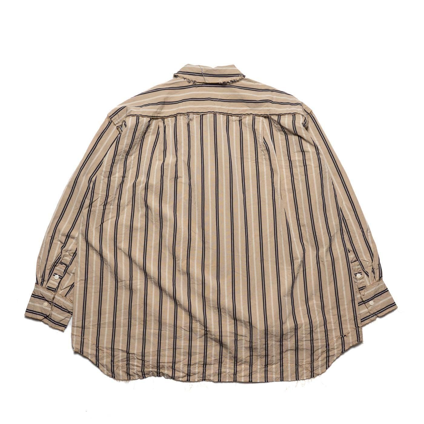 CASEY CASEY * 25HC303 HAMNET RAW EDGE SHIRT PAPER COT STRIPE * Beige