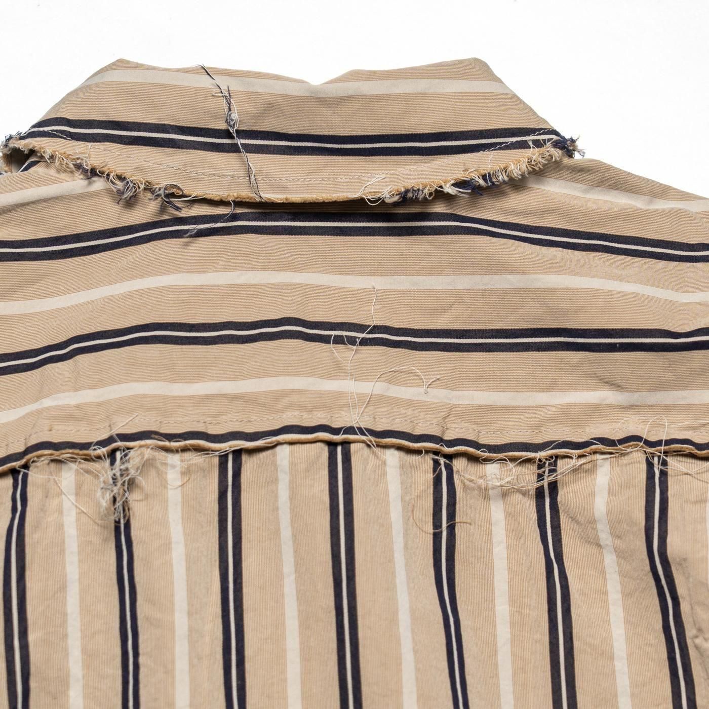 CASEY CASEY * 25HC303 HAMNET RAW EDGE SHIRT PAPER COT STRIPE * Beige