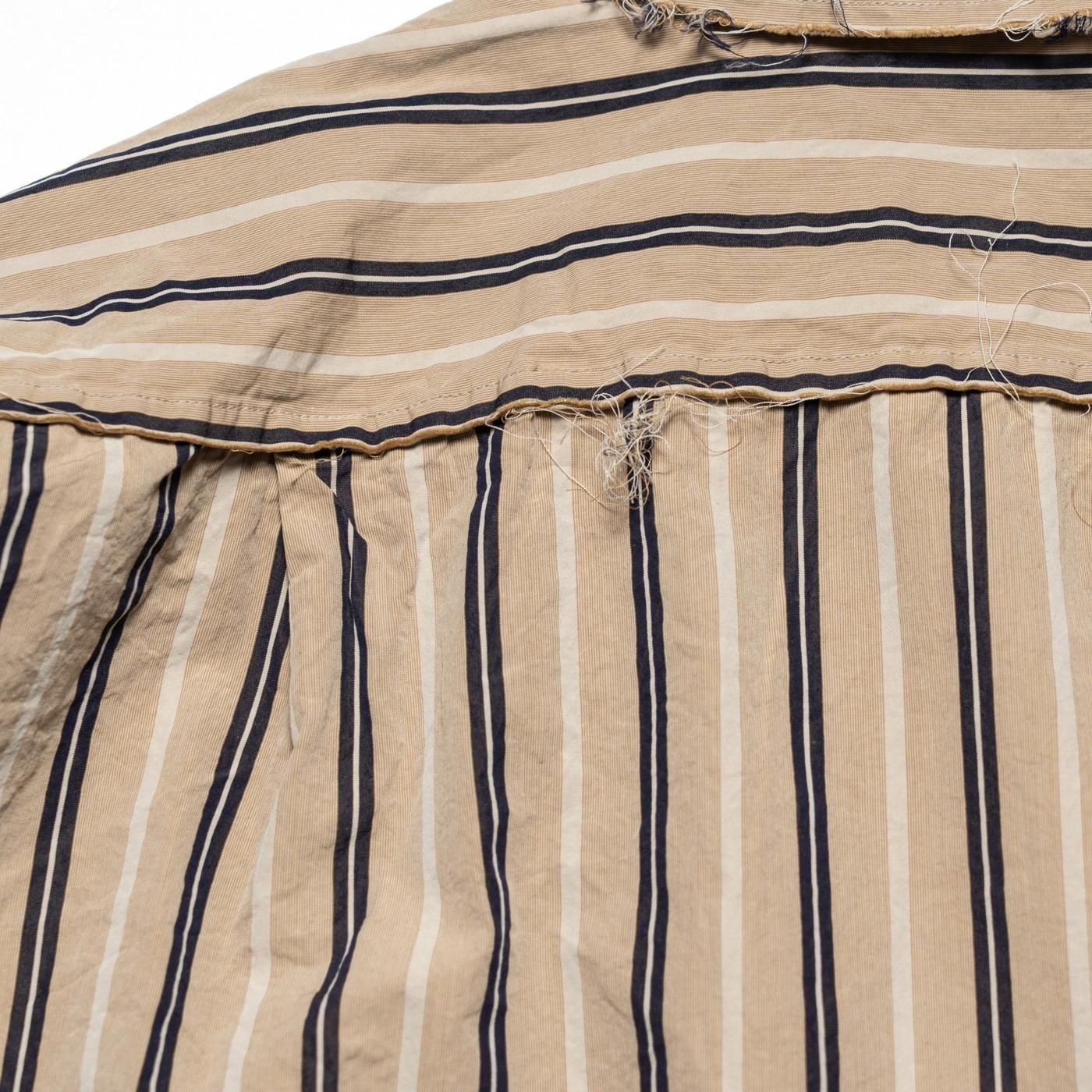 CASEY CASEY * 25HC303 HAMNET RAW EDGE SHIRT PAPER COT STRIPE * Beige