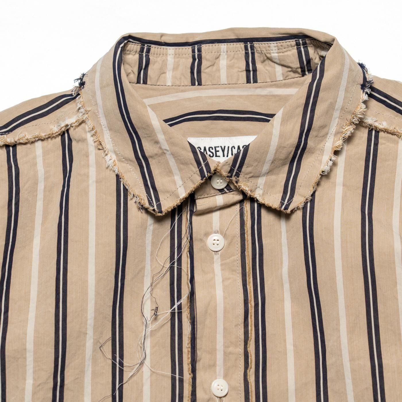 CASEY CASEY * 25HC303 HAMNET RAW EDGE SHIRT PAPER COT STRIPE * Beige