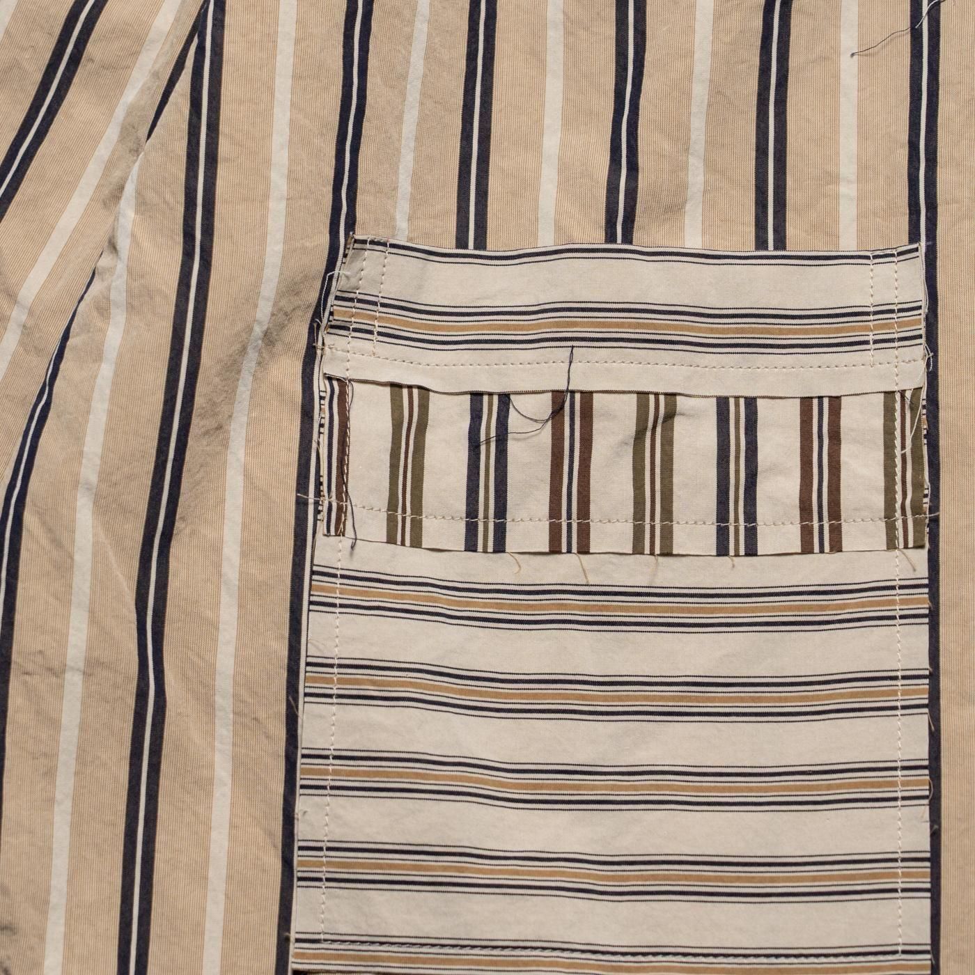 CASEY CASEY * 25HC303 HAMNET RAW EDGE SHIRT PAPER COT STRIPE * Beige
