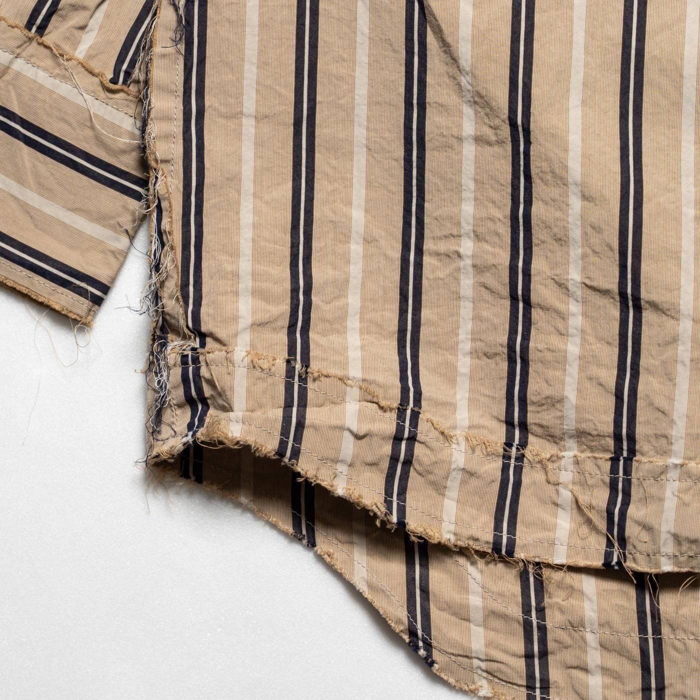 CASEY CASEY * 25HC303 HAMNET RAW EDGE SHIRT PAPER COT STRIPE * Beige