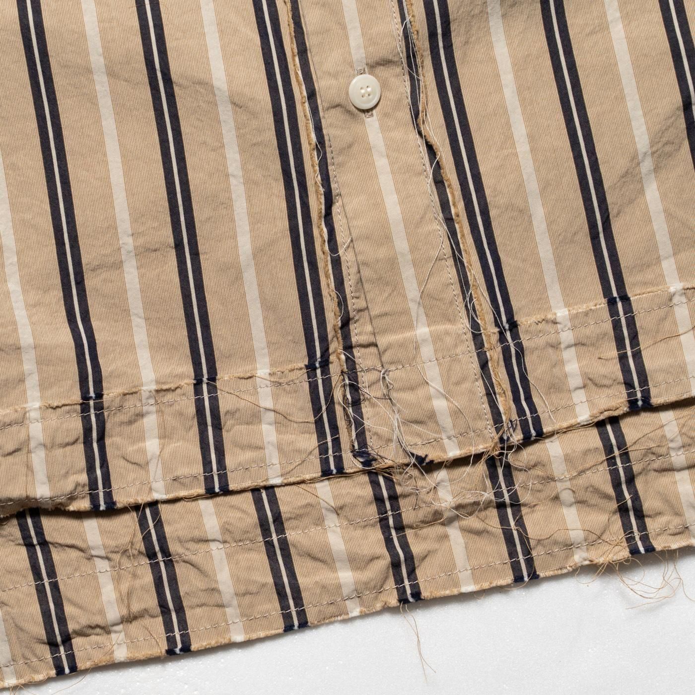 CASEY CASEY * 25HC303 HAMNET RAW EDGE SHIRT PAPER COT STRIPE * Beige