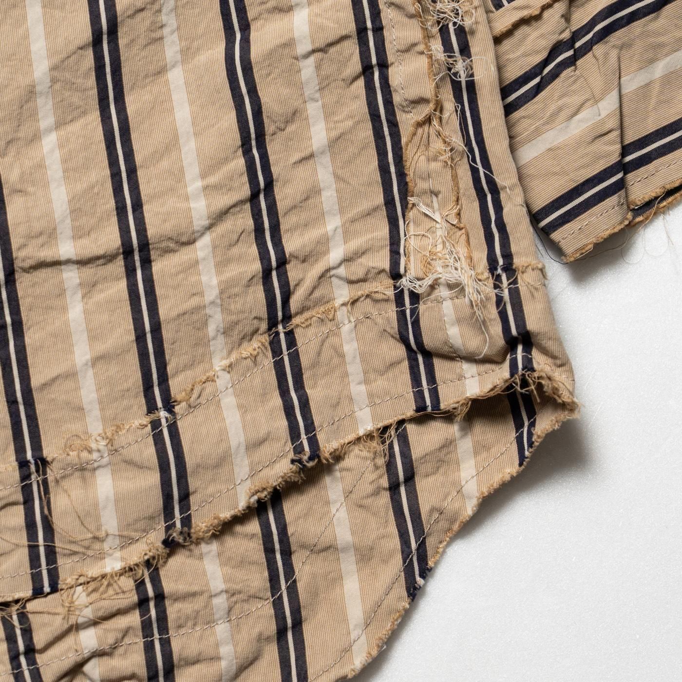CASEY CASEY * 25HC303 HAMNET RAW EDGE SHIRT PAPER COT STRIPE * Beige