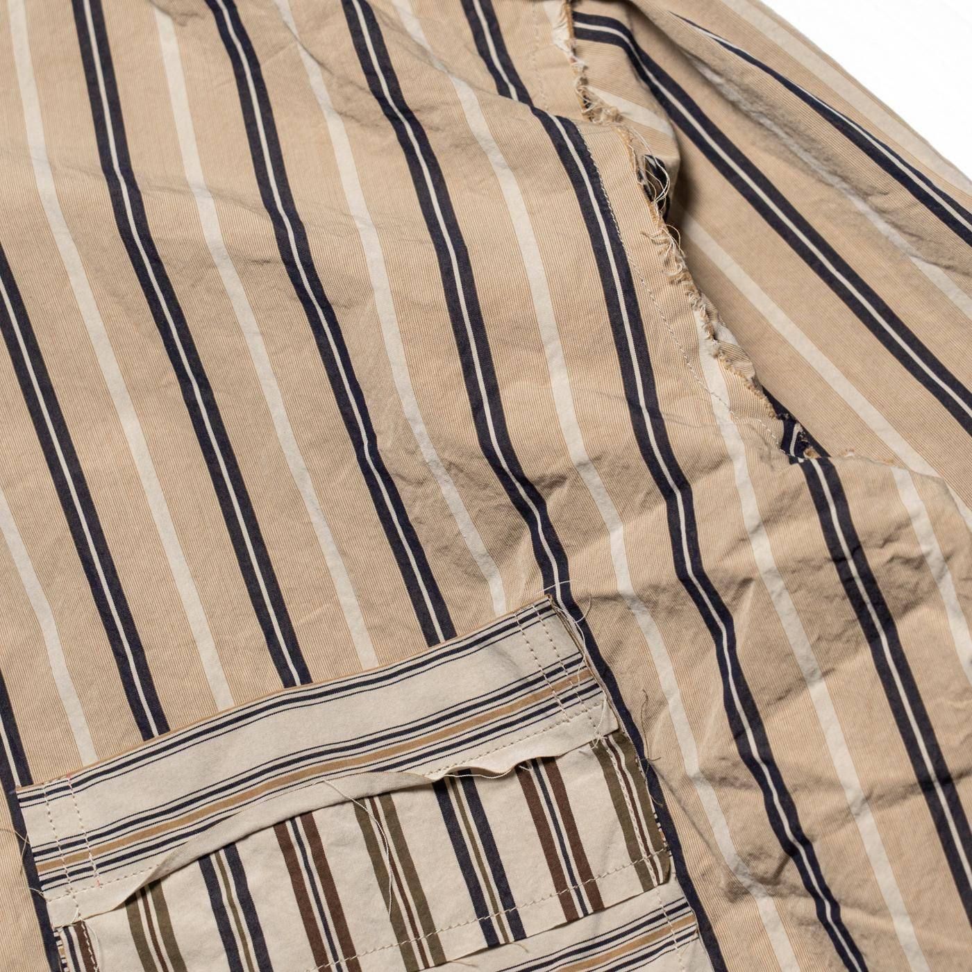 CASEY CASEY * 25HC303 HAMNET RAW EDGE SHIRT PAPER COT STRIPE * Beige