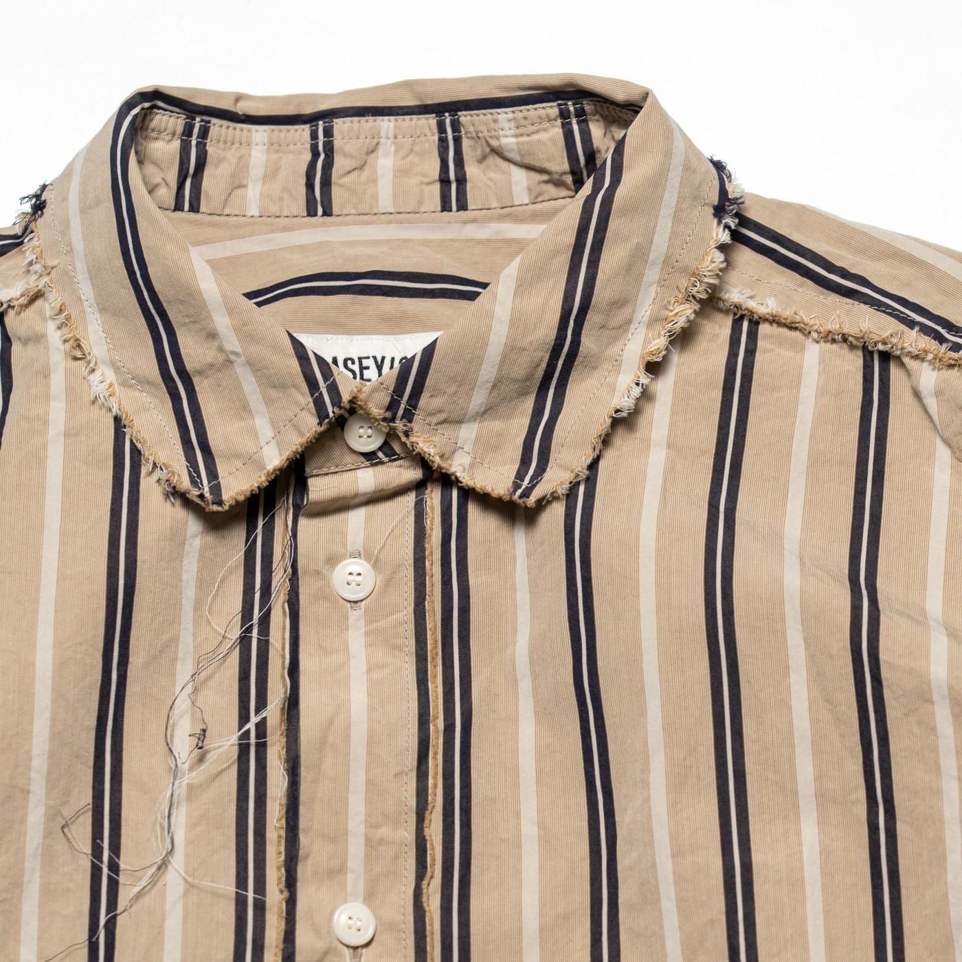 CASEY CASEY * 25HC303 HAMNET RAW EDGE SHIRT PAPER COT STRIPE * Beige