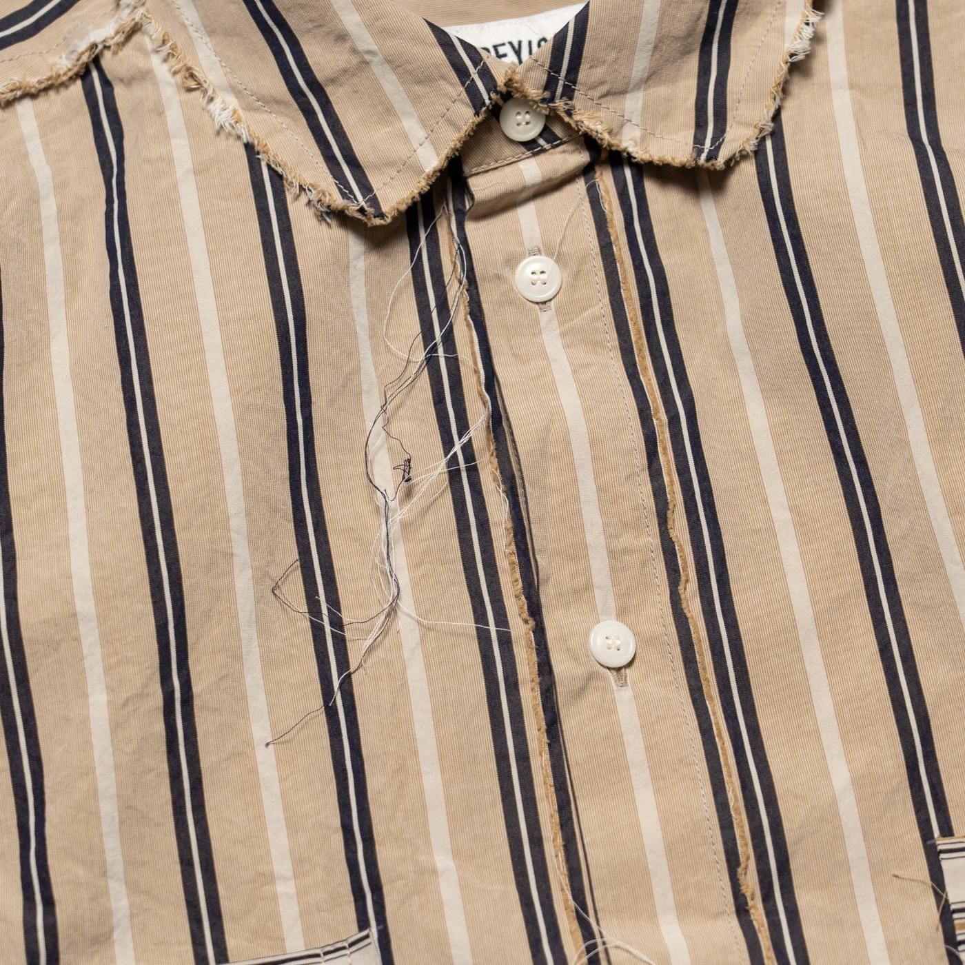 CASEY CASEY * 25HC303 HAMNET RAW EDGE SHIRT PAPER COT STRIPE * Beige