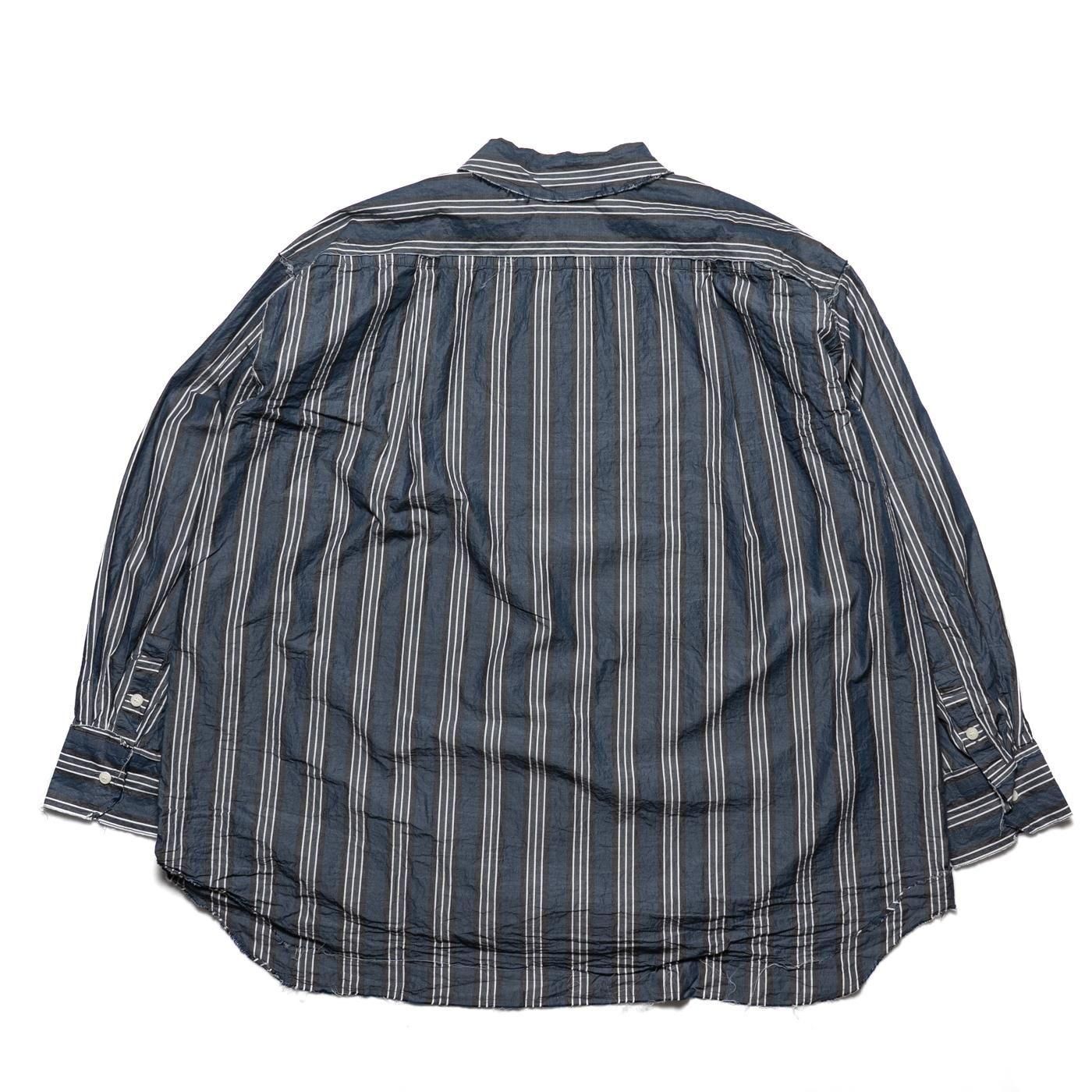 CASEY CASEY * 25HC313 HAMNET RAW EDGE SHIRT LIGHT PAPER STRIPE * Blue