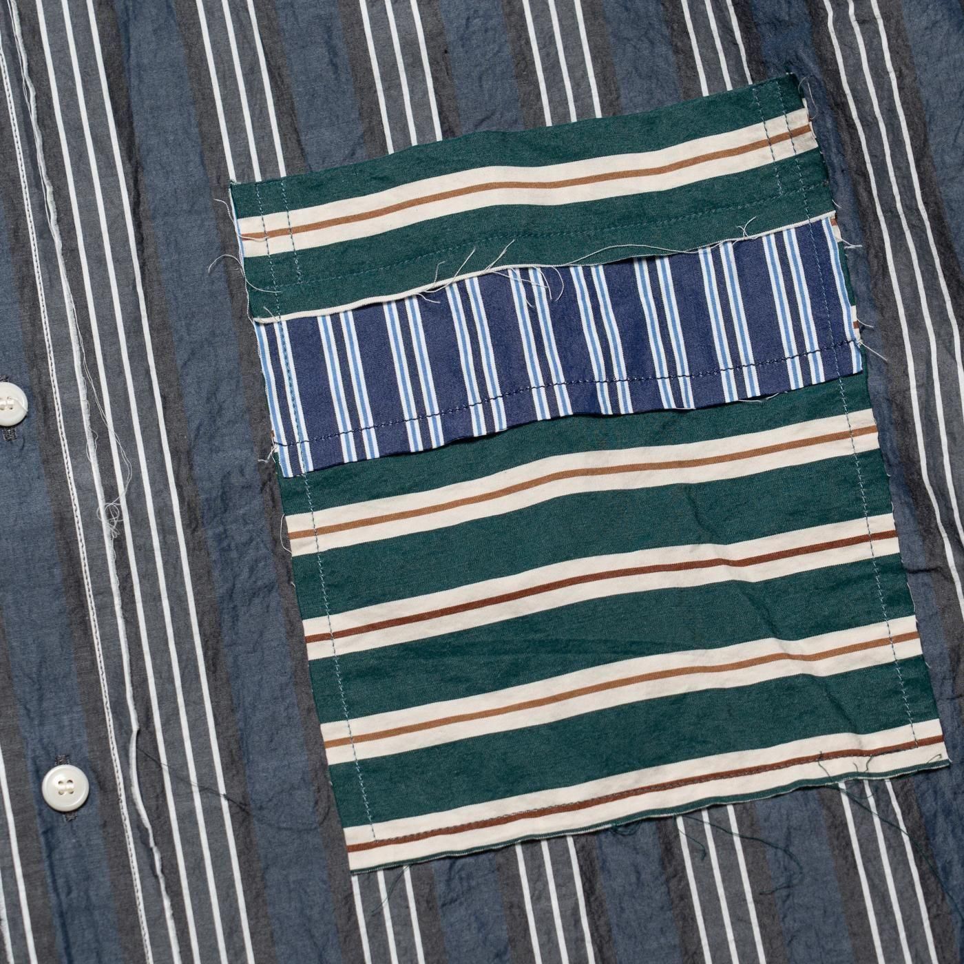 CASEY CASEY * 25HC313 HAMNET RAW EDGE SHIRT LIGHT PAPER STRIPE * Blue