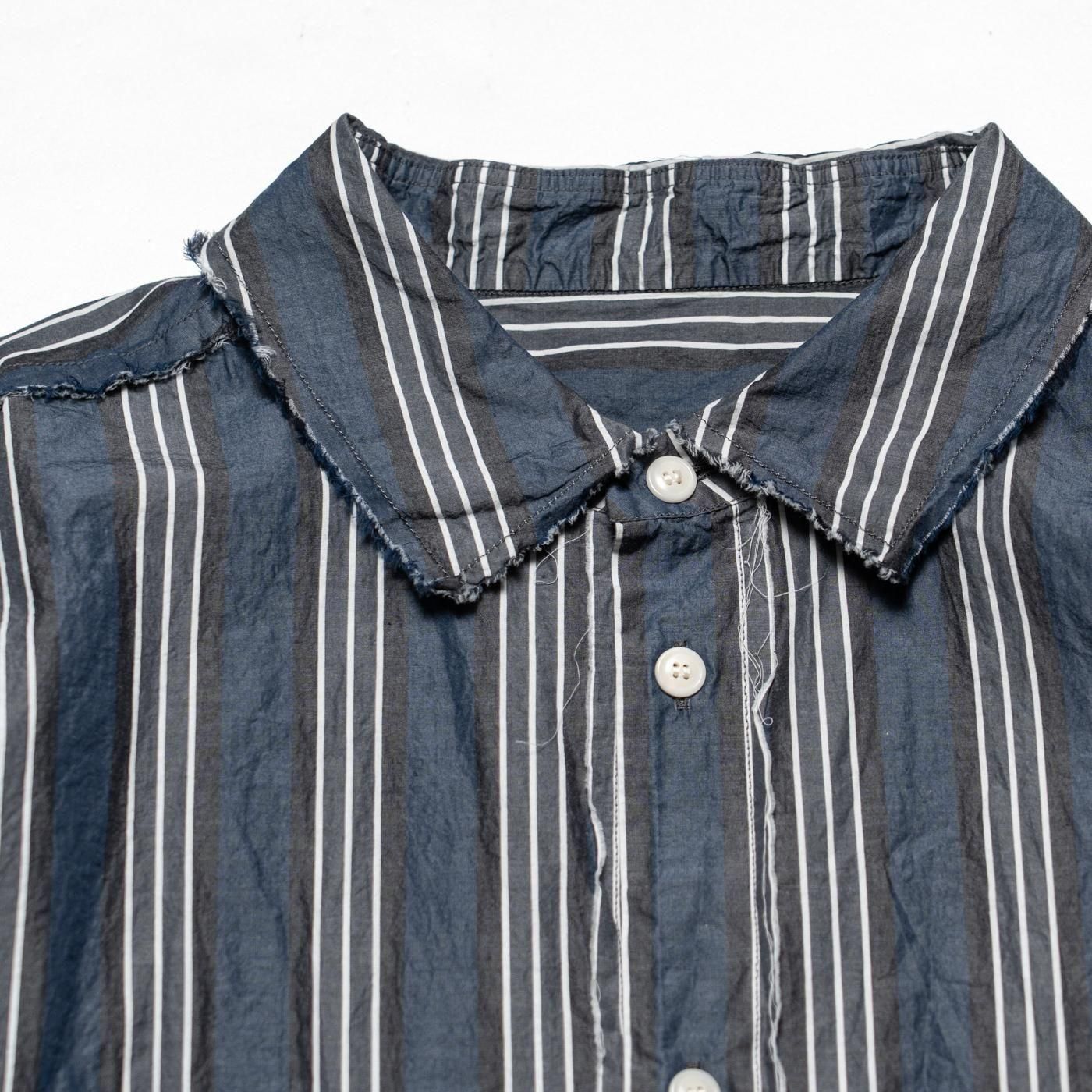 CASEY CASEY * 25HC313 HAMNET RAW EDGE SHIRT LIGHT PAPER STRIPE * Blue