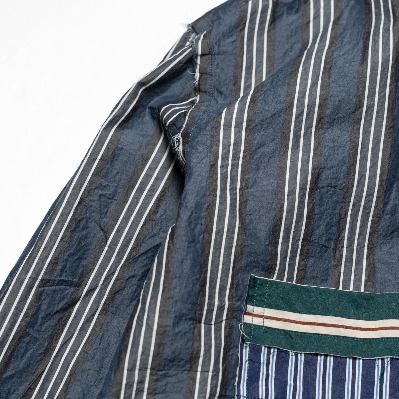 CASEY CASEY * 25HC313 HAMNET RAW EDGE SHIRT LIGHT PAPER STRIPE * Blue