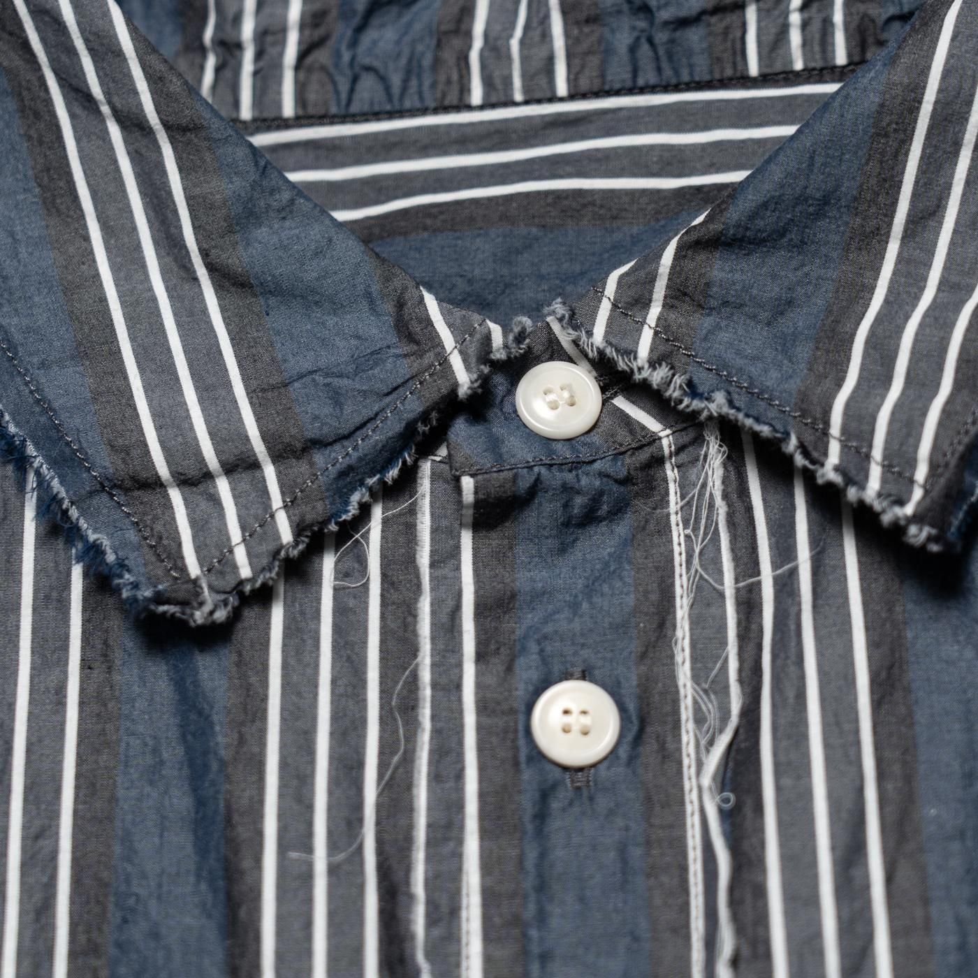 CASEY CASEY * 25HC313 HAMNET RAW EDGE SHIRT LIGHT PAPER STRIPE * Blue
