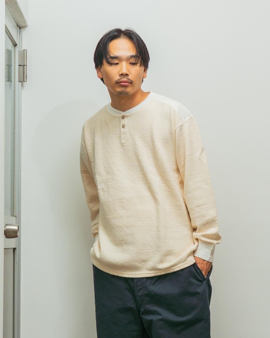 HOPPER'S BRUNCH * Henry Neck Long Sleeve Tee * Natural
