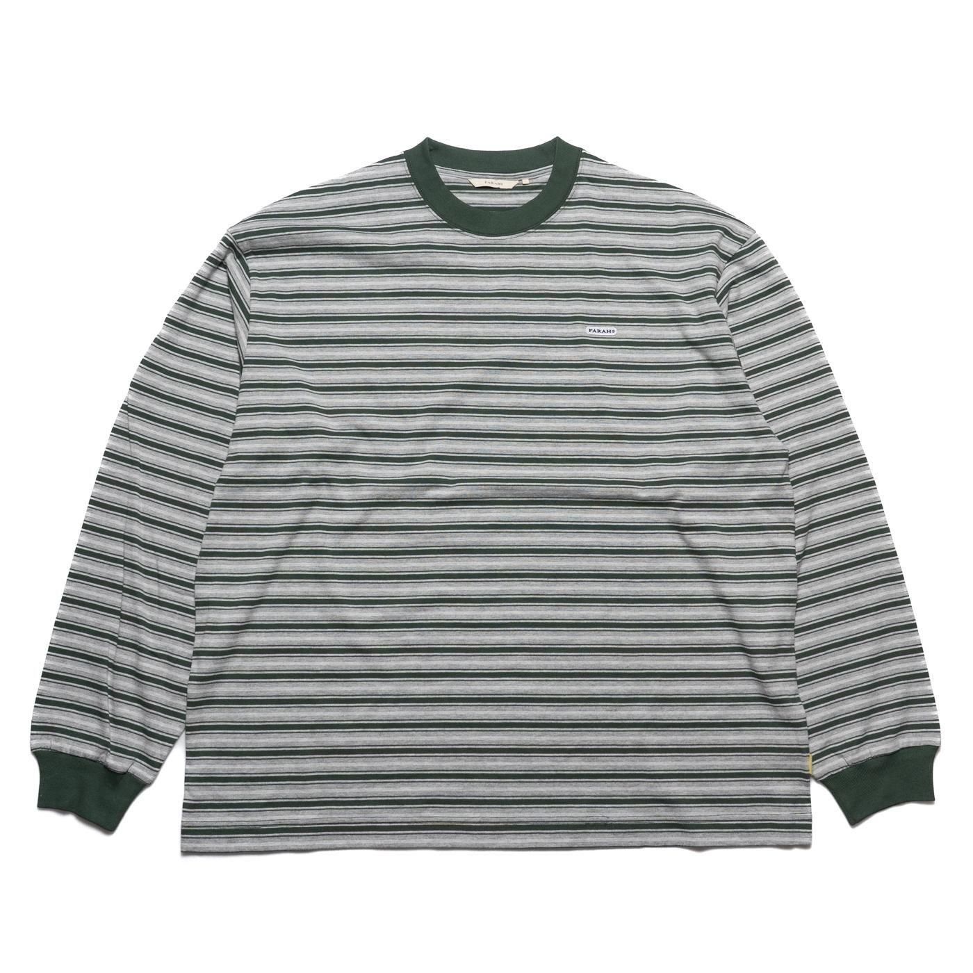 FARAH * FR0502-M3005 Multi Striped Crewneck L/S Tee * Green