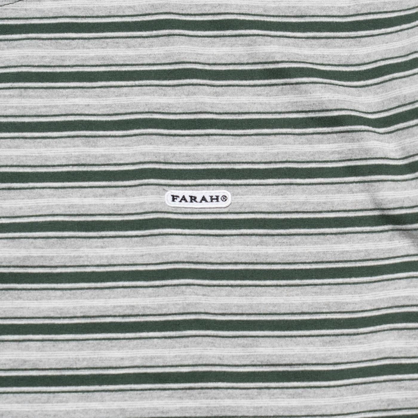 FARAH * FR0502-M3005 Multi Striped Crewneck L/S Tee * Green