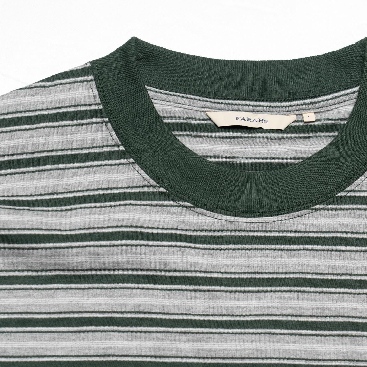 FARAH * FR0502-M3005 Multi Striped Crewneck L/S Tee * Green
