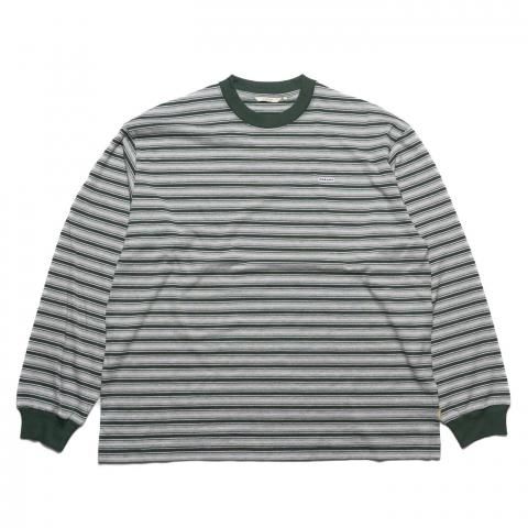 FARAH * FR0502-M3005 Multi Striped Crewneck L/S Tee * Green