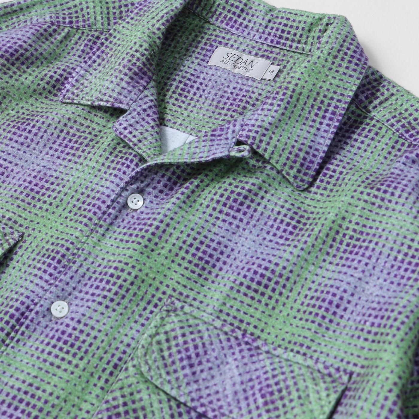 SEDAN ALL-PURPOSE * SD25F-SH02 Printed Plaid Flannel Open Collar Shirt(3Ÿ)