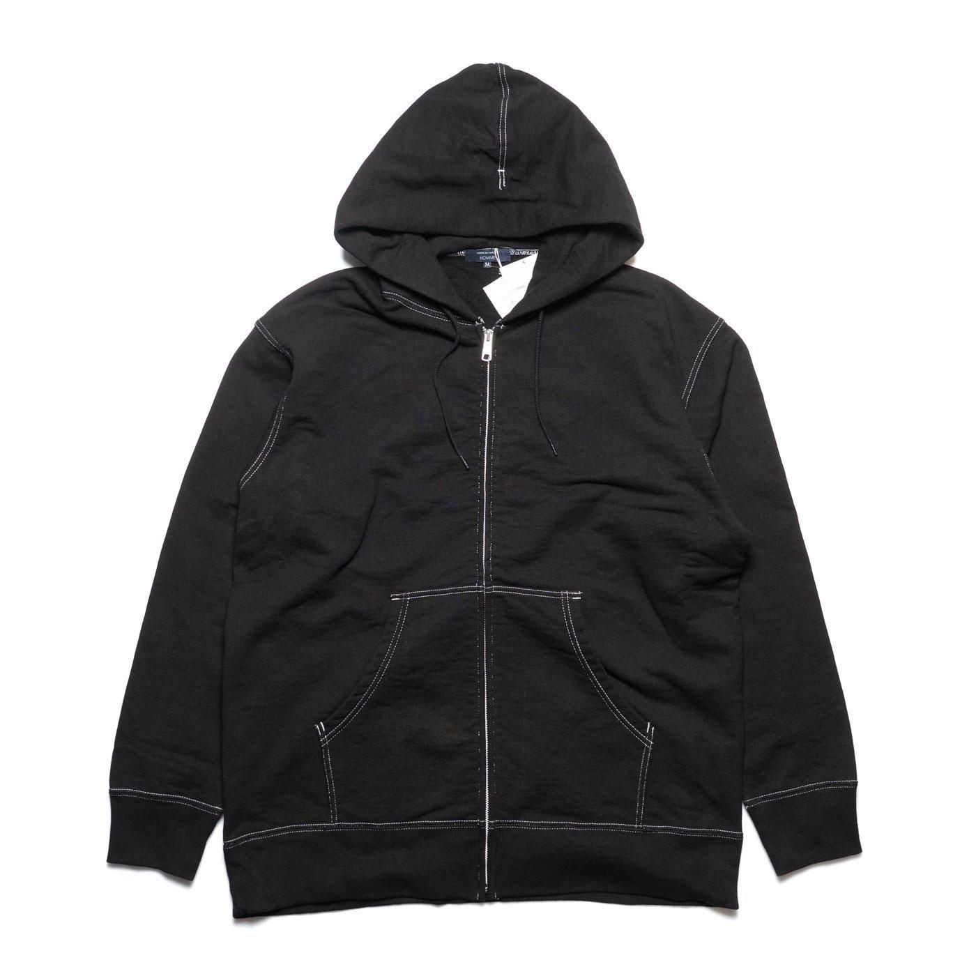 COMME des GARCONS HOMME * HP-T012 Cotton Fleece Garment Dyed Zip Hooide * Black  