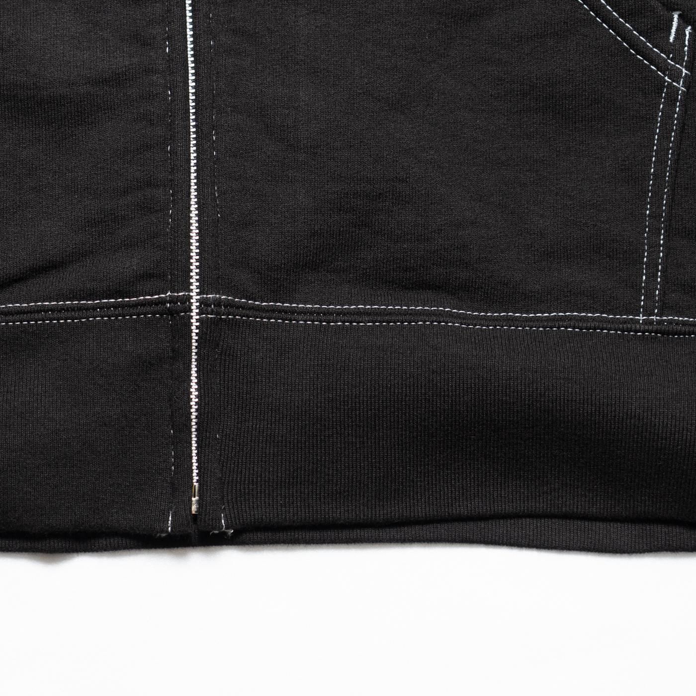 COMME des GARCONS HOMME * HP-T012 Cotton Fleece Garment Dyed Zip Hooide * Black  