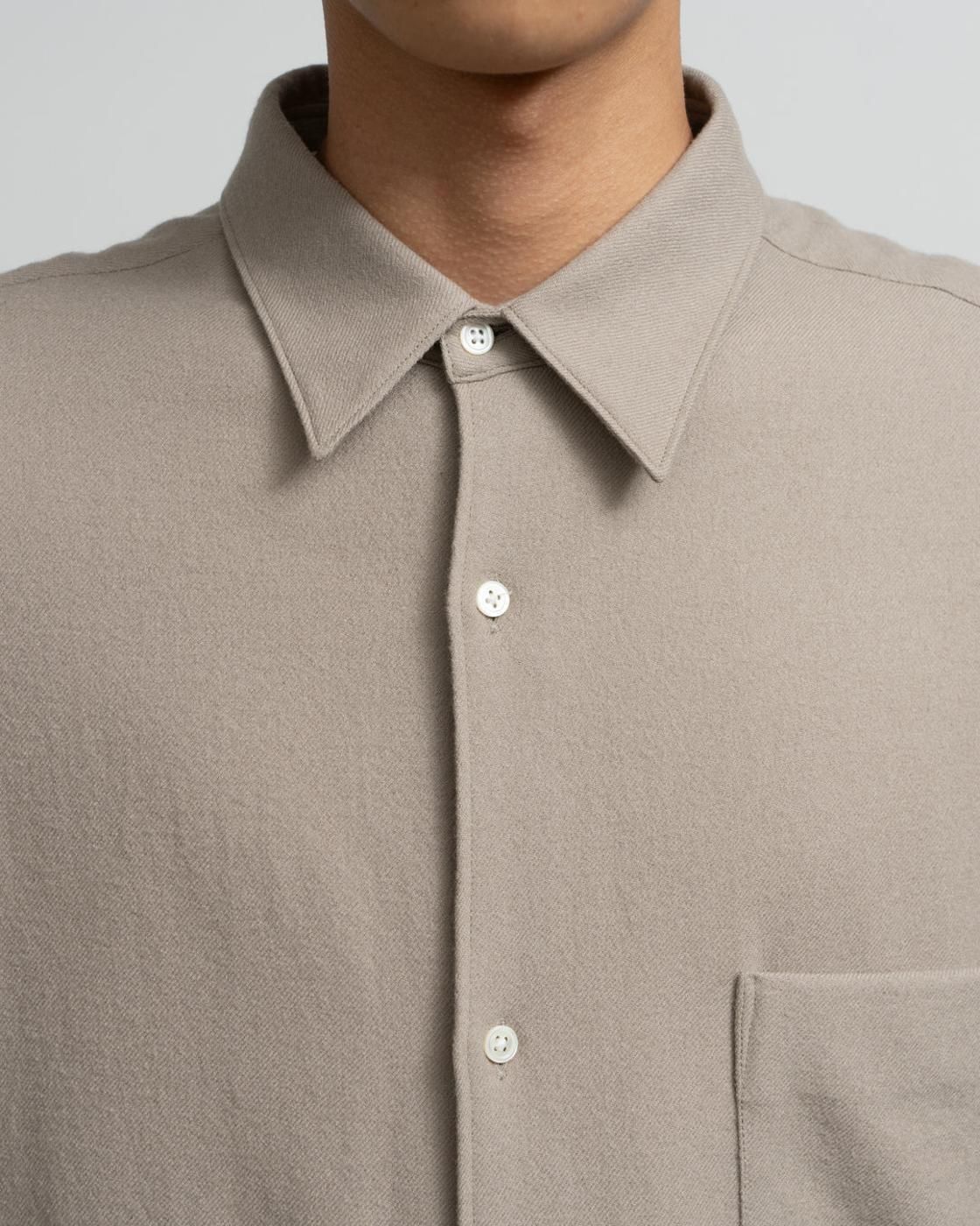 Graphpaper * GM253-50385 Extra Fine Wool Viyella Oversized Regular Collar Shirt(3色展開)